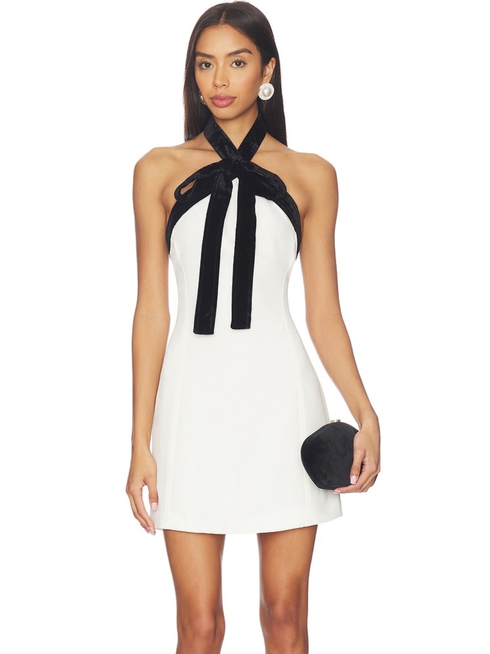 Simkhai Jolie Mini Dress With Neck Tie in Ivory Multi